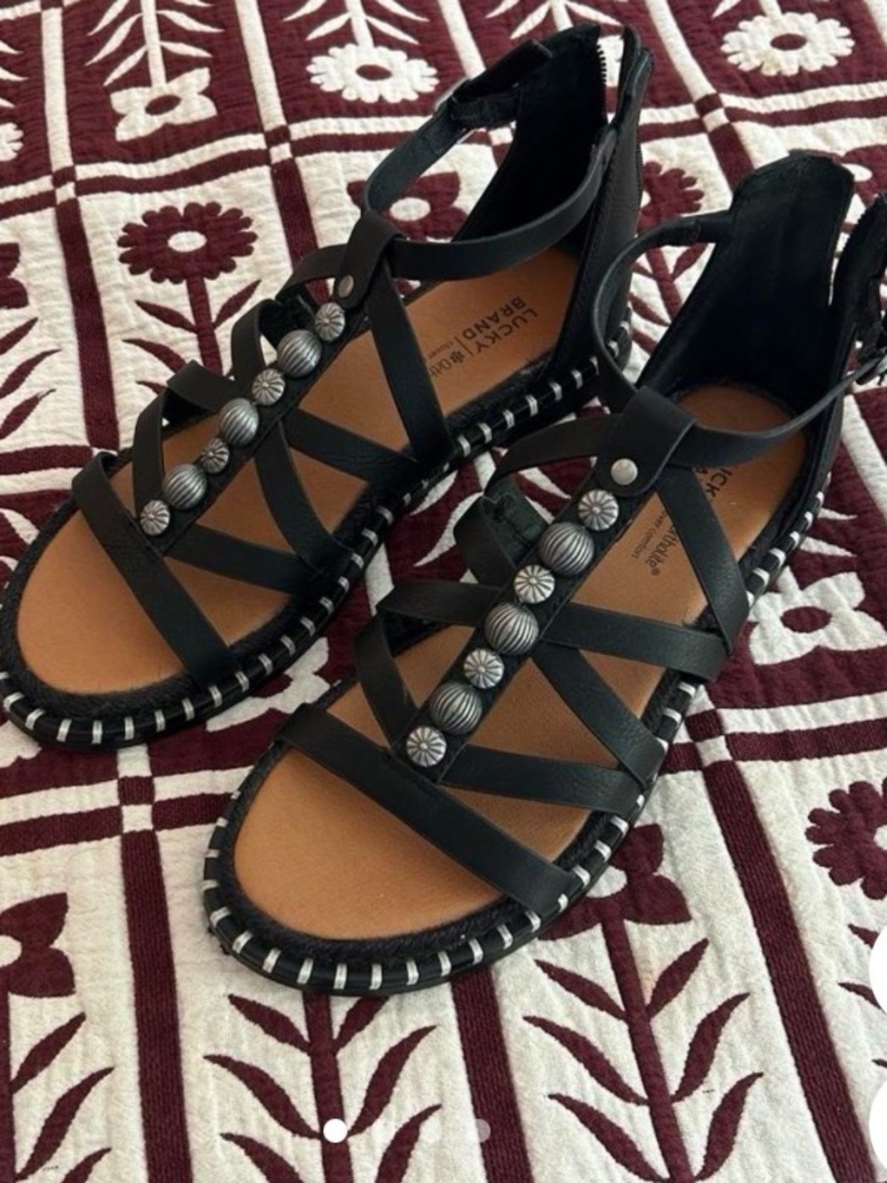 NEW! Lucky Brand Black Korina GOrtholite Cushioned Orthopedic Sandals Size 7